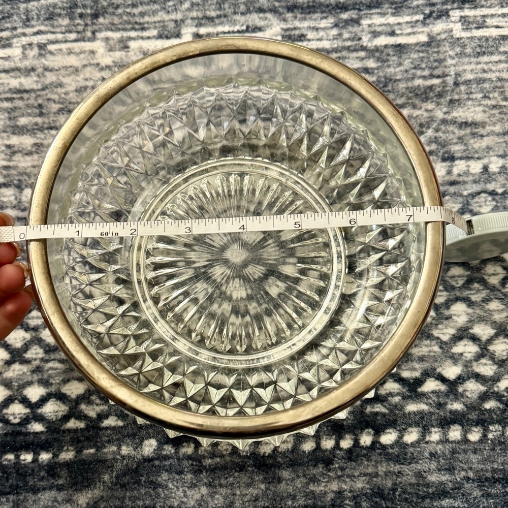 Vintage Genuine Crystal Bowl with Silver-plated Rim (Made In England) - Picture 8 of 16